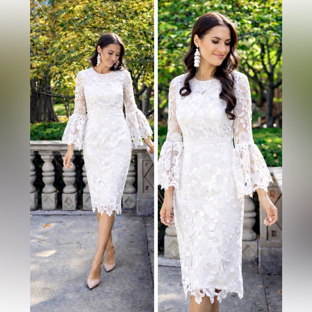 Rachel Parcell White Lace Knee Length, Cocktail Dress Size XS